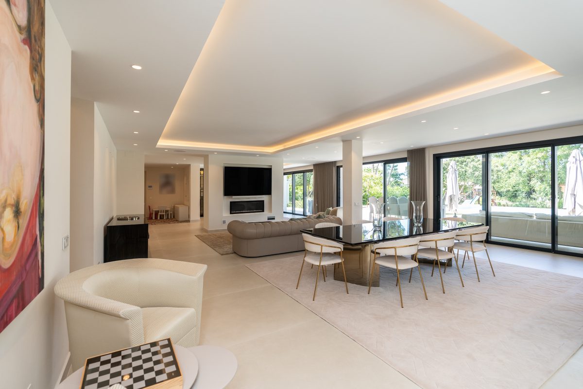 Open-plan living and dining area