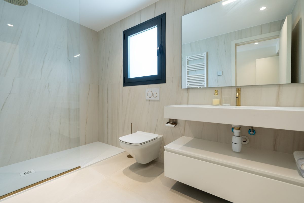 Guest bathroom with walk-in shower