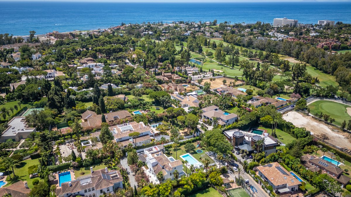 Guadalmina from the air, with the coast beyond